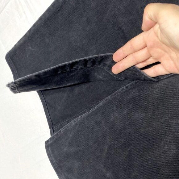 Vintage Leigh Morgan Washed Black Denim Button Front Midi Pencil Skirt L - Picture 11 of 13